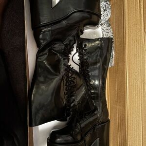 Black Platform Lace-Up Boots